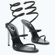 RENE Cleo embellished black leather sandals - 1