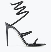 RENE Cleo embellished black leather sandals - 6