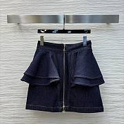 Louis Vuitotn Denim Flounce Biker Set - 2