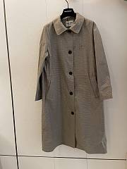 Miu Miu Olive Green Single-breasted Technical Check Trench Coat  - 4