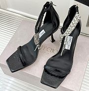 Jimmy Choo Black Vintage Metallic Leather Sandals 10cm - 6