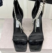 Jimmy Choo Black Vintage Metallic Leather Sandals 10cm - 2