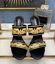 Versace Baroque 95mm Printed Mules In Black - 1