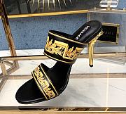 Versace Baroque 95mm Printed Mules In Black - 5