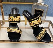 Versace Baroque 95mm Printed Mules In Black - 2