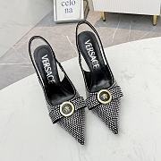 Versace Medusa 95 embellished slingback pumps in black  - 2