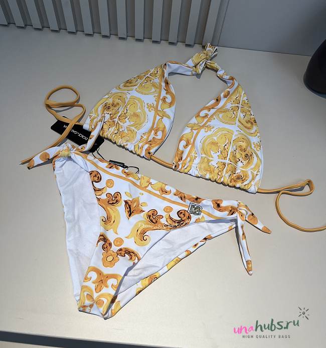 Dolce & Gabbana Majolica-print padded triangle bikini in Print - 1