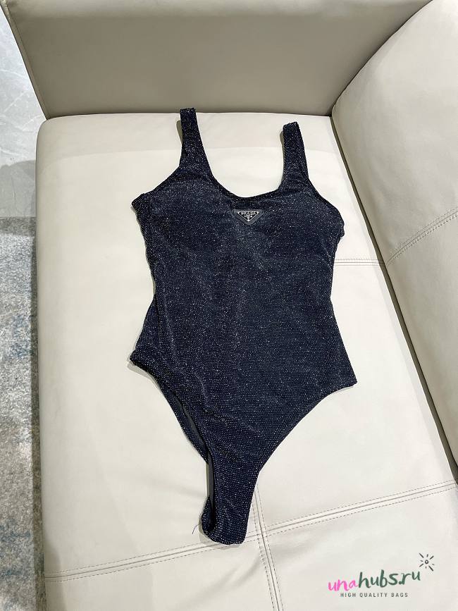 Prada triangle-logo rhinestone-embellished Swimsuit - 1