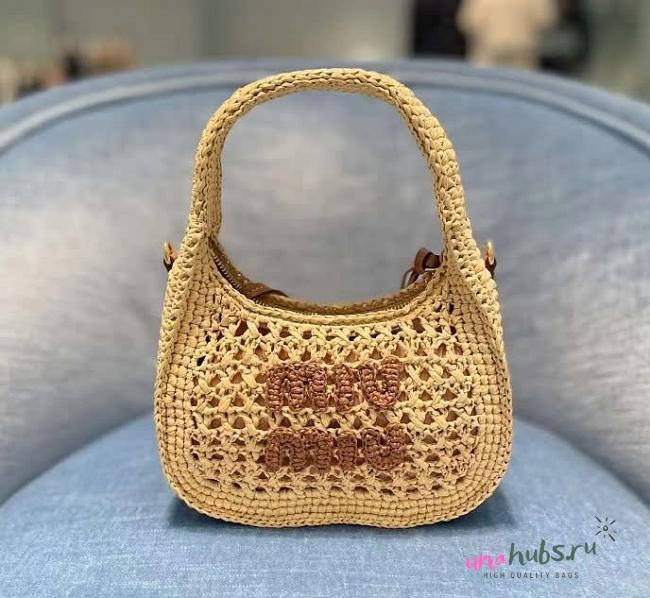 Miu Miu Beige Wander Woven Farbic Hobo Bag  20x17x6cm - 1