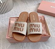 Miu Miu Canvas Logo Flat Slide Sandals - 1