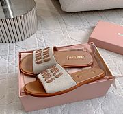 Miu Miu Canvas Logo Flat Slide Sandals - 3