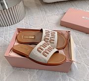 Miu Miu Canvas Logo Flat Slide Sandals - 4