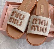 Miu Miu Canvas Logo Flat Slide Sandals - 2