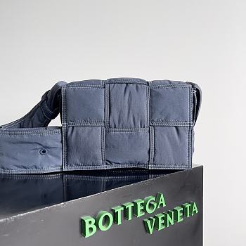 Bottega Veneta Small Quilted Cassette Tech in Deep Blue Bag - 23*14*7.5cm