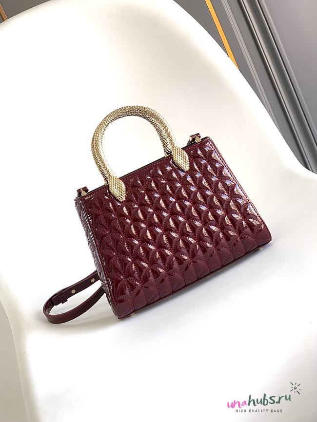 Bvlgari Serpentine Duo Patent Leather Top Handle - 21.5 X 15 X 6cm - 1