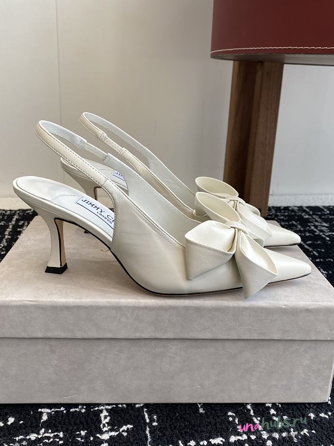 	 Jimmy Choo Staz 70 Leather Slingback Pumps White - 1