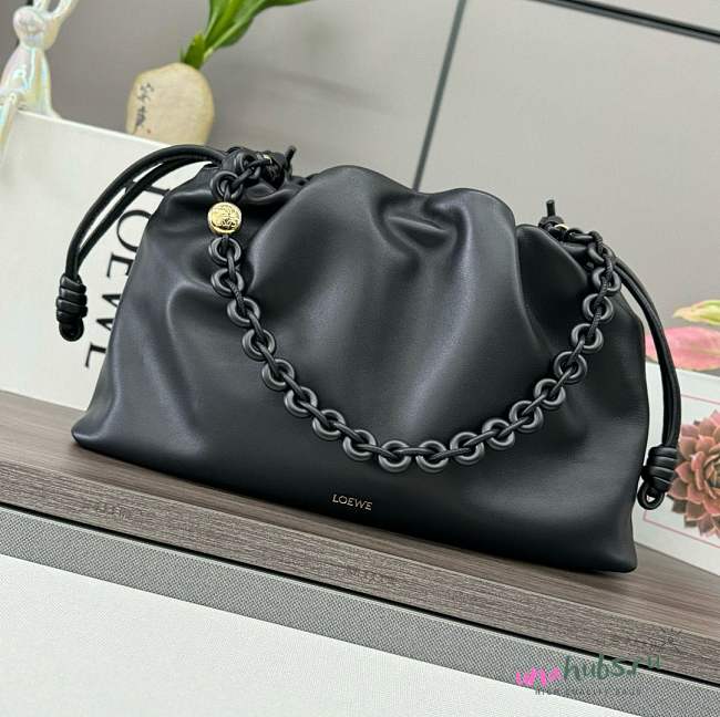 Loewe Large Flamenco purse in nappa lambskin leather all black - 41x26x9cm - 1