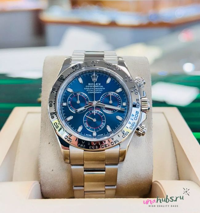 Rolex Cosmograph Daytona White Gold Blue Dial Oyster Bracelet Bezel 40mm - 1