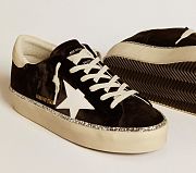 Golden Goose Hi Star in black velvet with white leather star and suede heel tab - 3