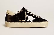 Golden Goose Hi Star in black velvet with white leather star and suede heel tab - 2