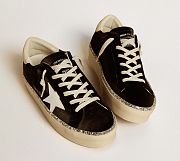 Golden Goose Hi Star in black velvet with white leather star and suede heel tab - 1