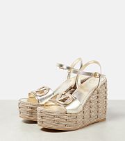 Valentino VLOGO CUT-OUT WEDGE SANDAL IN LAMINATED NAPPA LEATHER 110MM - 2
