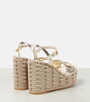 Valentino VLOGO CUT-OUT WEDGE SANDAL IN LAMINATED NAPPA LEATHER 110MM - 3