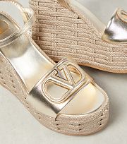 Valentino VLOGO CUT-OUT WEDGE SANDAL IN LAMINATED NAPPA LEATHER 110MM - 4