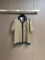 Gucci ‎Printed silk shirt in beige and blue - 2