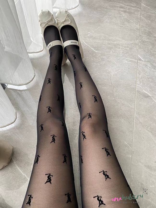 YSL Logo Black Tights - 1