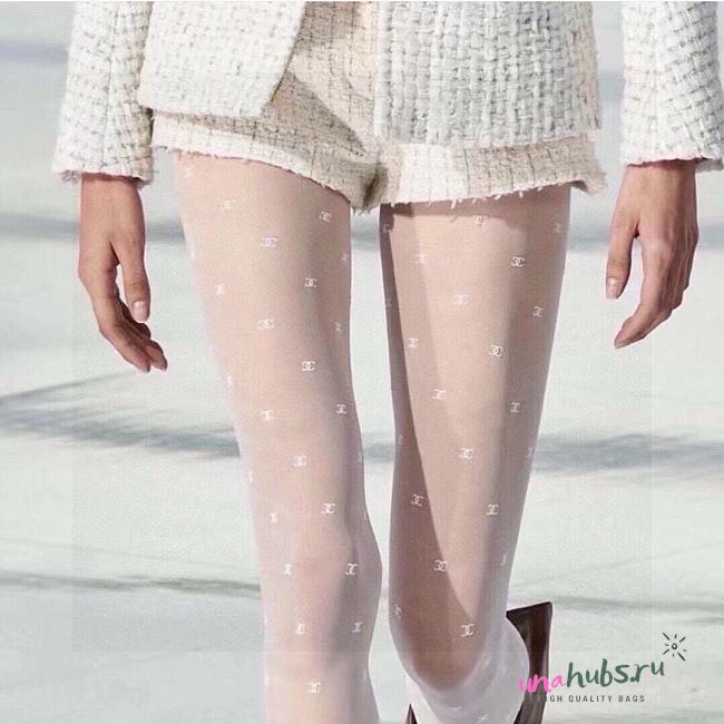 Chanel Black/White CC Logo Tights - 1