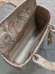 Dior Medium Lady Celestial Pink and White D-Butterfly Paisley Embroidery 24*11*20cm - 6
