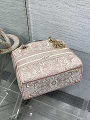 Dior Medium Lady Celestial Pink and White D-Butterfly Paisley Embroidery 24*11*20cm - 4