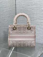 Dior Medium Lady Celestial Pink and White D-Butterfly Paisley Embroidery 24*11*20cm - 3