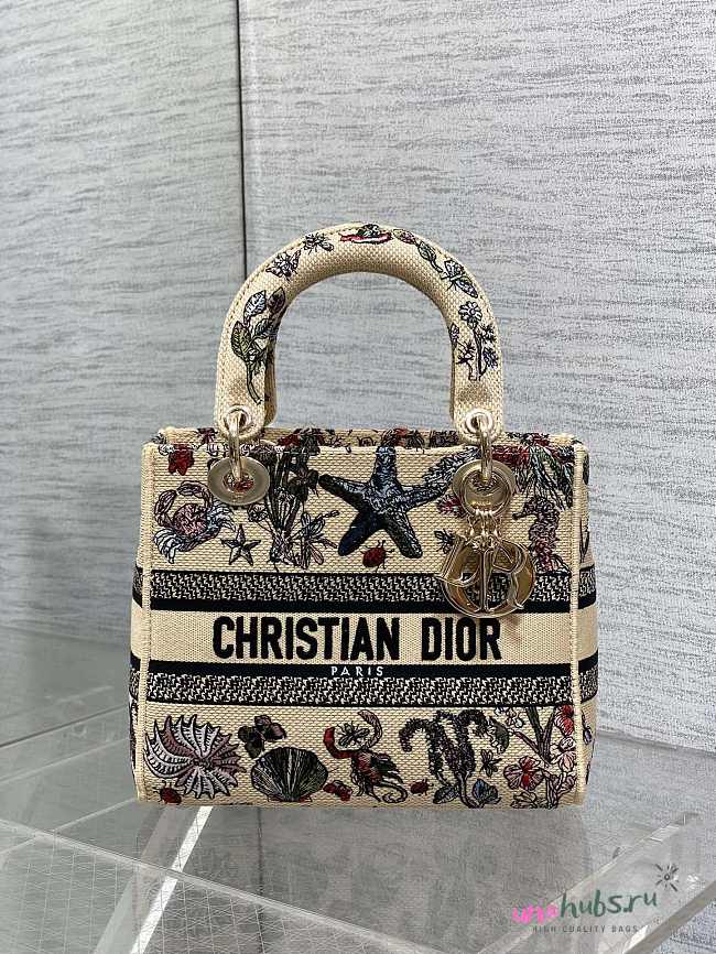 Dior Medium Lady D-Lite Bag Raffia with Multicolor Dior Cabinet de Curiosités Embroidery - 1