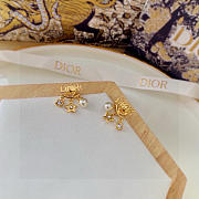 Dior DioREvolution Earrings Gold Finish Metal White Resin Pearls And White Crystals - 6