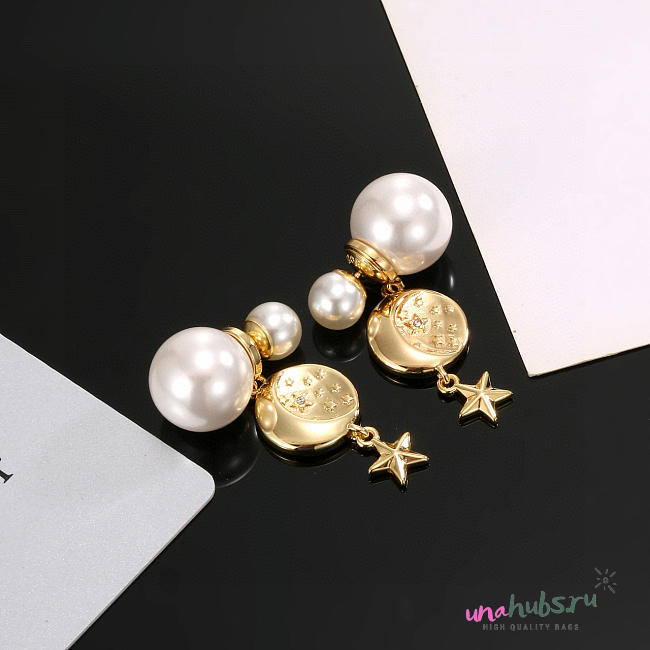Dior Pearl And Star Earrings - 1