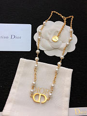 Dior Petit CD Necklace In Gold-Finish Metal And White Resin Pearls - 6