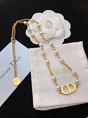 Dior Petit CD Necklace In Gold-Finish Metal And White Resin Pearls - 5