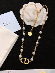 Dior Petit CD Necklace In Gold-Finish Metal And White Resin Pearls - 4