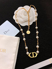 Dior Petit CD Necklace In Gold-Finish Metal And White Resin Pearls - 3