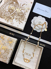 Dior Petit CD Necklace In Gold-Finish Metal And White Resin Pearls - 2