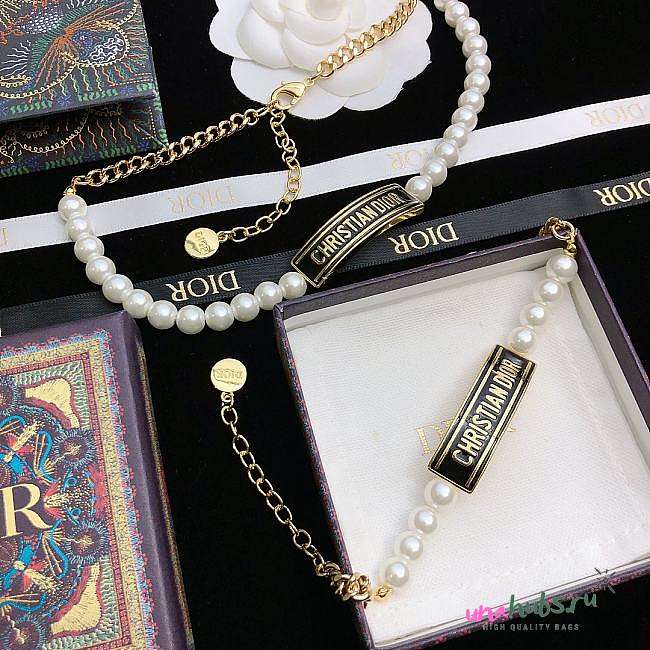 Dior Pearl Chain Necklace and Bracelet - 1