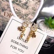 Dior Crystal Star Drop Clover Earrings Gold Tone - 1