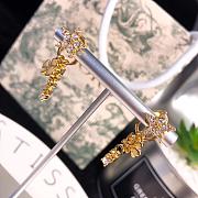 Dior Crystal Star Drop Clover Earrings Gold Tone - 6
