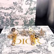 Dior Crystal Star Drop Clover Earrings Gold Tone - 3