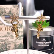 Dior Crystal Star Drop Clover Earrings Gold Tone - 4