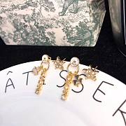 Dior Crystal Star Drop Clover Earrings Gold Tone - 2