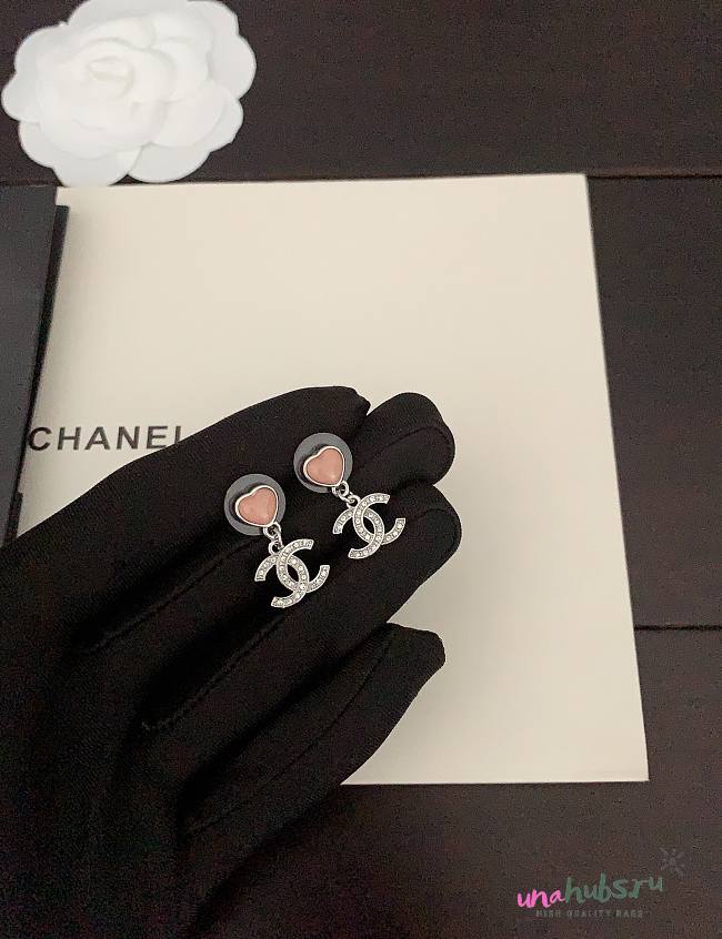 Chanel Silver Heart Earrings - 1