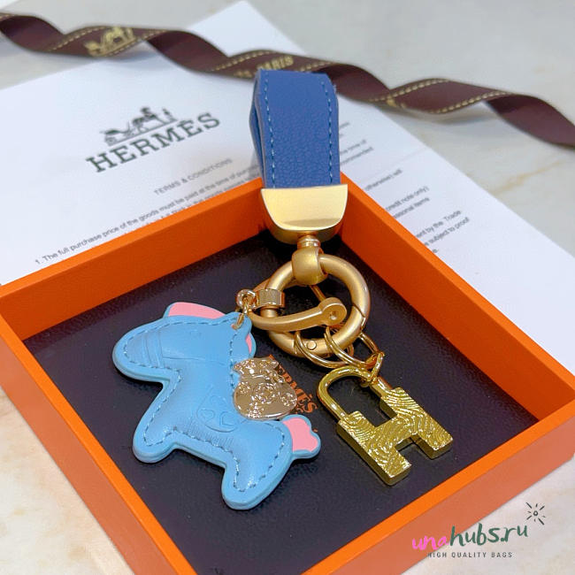 Hermes Horse Blue Keychain  - 1